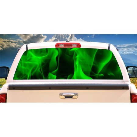 AMISTAD Green Flames Rear Window Graphic Truck View Thru Vinyl Back Decal AM2679362